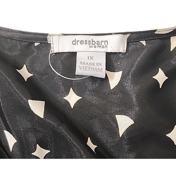 Dressbarn Size 1X Womens Paisley Satin V-Neck 3/4 Bell Sleeve Blouse NEW - Picture 4 of 10